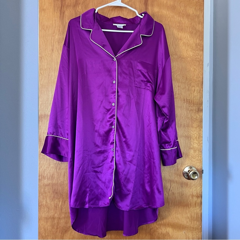 NWOT Orchid Purple Satin Natori Pajama Shirt-Style Nightgown
